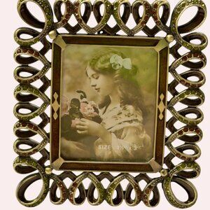 Tizo Jeweled Heart Photo Frame Rhinestone Crystal Easel Frame 2.5”x 3“ “Love”